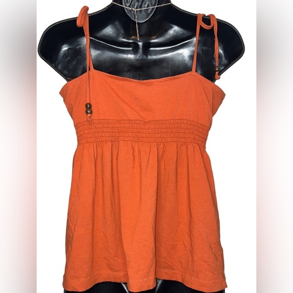 Loft Adj. Shoulder Tie Cami with beads size M, Orange - Picture 2 of 7
